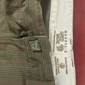 Mountain Hardwear Olive Green Striped Pants with Rust Accents